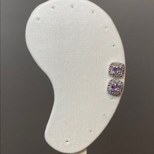 Frieda Rothman Sterling Silver Amethyst Stud Earrings - NEW